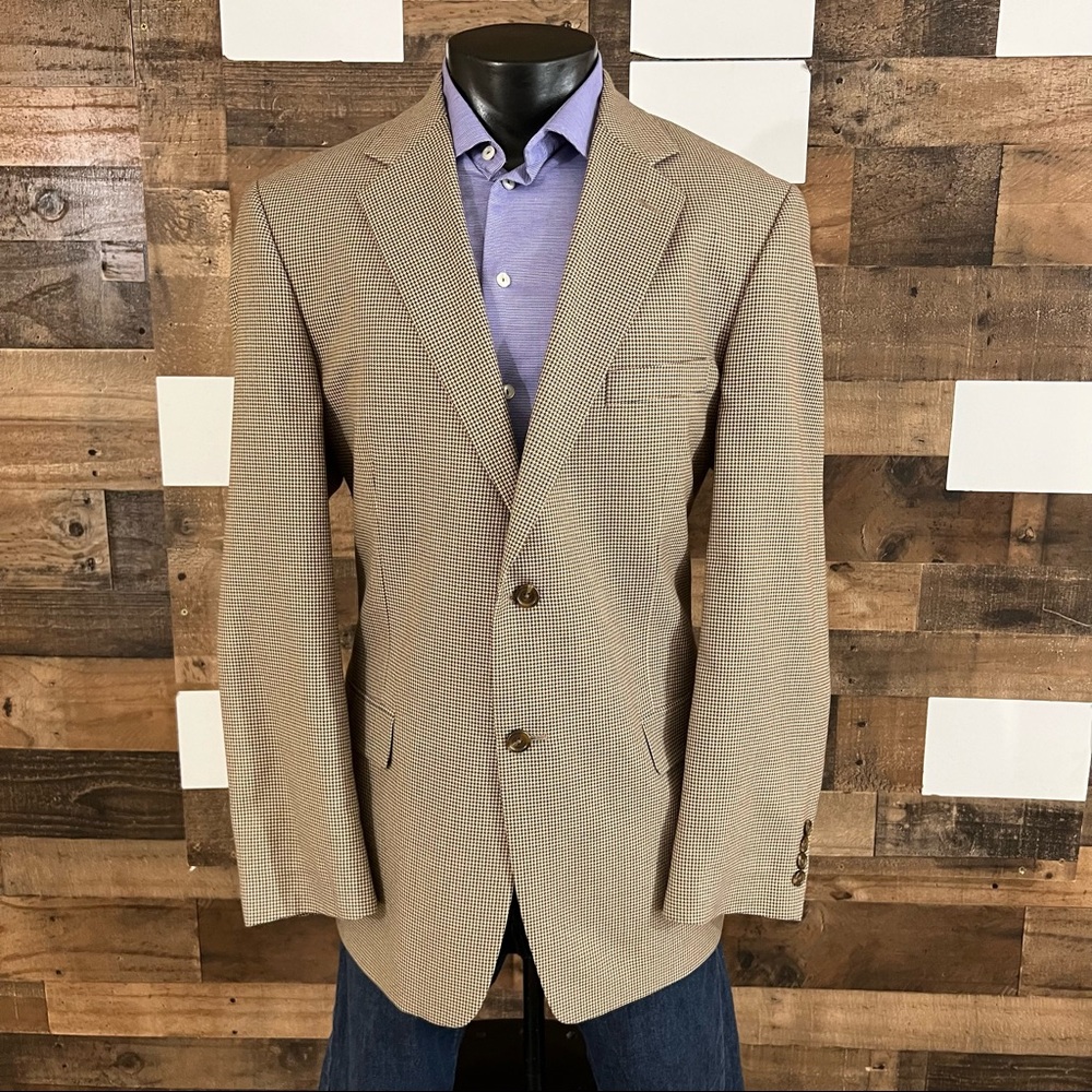 Stafford Blazer Jacket Sport Coat Mens 44L Long Classic Fit Tan/Brown/Gray